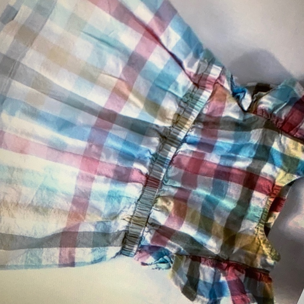 Rainbow pastel gingham plaid kids dress